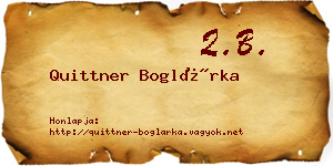 Quittner Boglárka névjegykártya